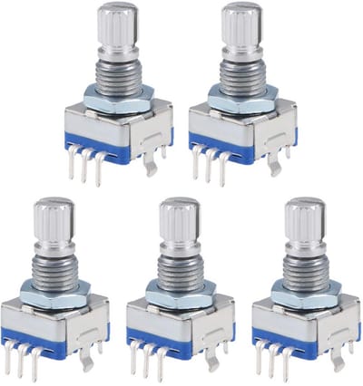 360 graden draaibare codeschakelaar potentiometer met 7 pins en 15 mm schacht – 5 stuks