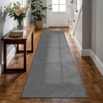 the carpet Rio – tapijt met 3D golfpatroon en antislip rug, antraciet 80 x 300 cm