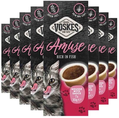 Voskes Kattensnack Mousse Vis in Saus - 8 x 7x30 gr - Voordeelverpakking