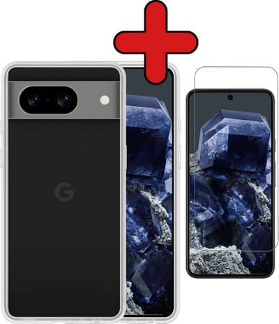 Hoesje - Met Screenprotector - Geschikt voor Google Pixel 8 - Sterk & Shockproof - Telefoon Hoes - Back Cover - Siliconen Case - Telefoonhoes - Transparant
