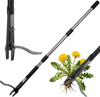 Daity 1 Stuk - Een robuust, rechtopstaand onkruidverwijderingsgereedschap met een 100 cm lange steel en een stalen kop met vier klauwen; een onkruidverwijderingsgereedschap voor de tuin met een ontwerp dat niet buigt.