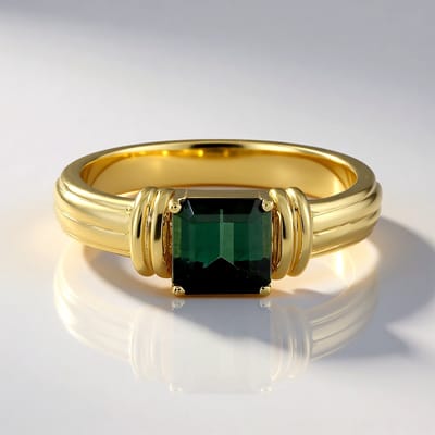 Cavill - Ring met 1,02 ct Braz. Groene Benedito Toermalijn - 925 Sterling Zilver met Goud Plating - Achthoekig trapgeslepen elegant