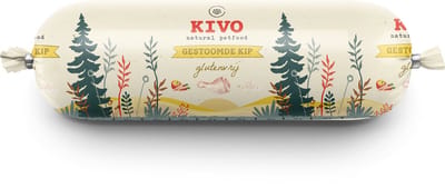 Kivo Petfood Houdbare Worst 12 x 600 gram Kip - Zacht gestoomd vlees - Glutenvrij zonder andere fratsen