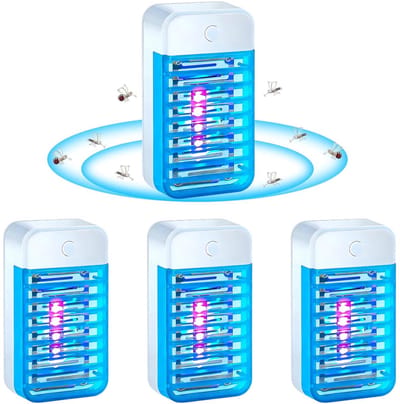 longziming -Elektrische Insectenverdelger - UV Licht Insectenvanger - Insectenlamp - Krachtige UV Verlichting - Duurzaam ABS Kunststof - Geluidloos En Veilig - Ideaal Voor Slaapkamer En Keuken - 4 Stuks