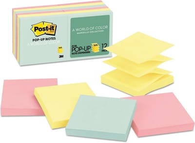 Post-it Pop-up Notes 3x3 inch - Pastelkleuren - 12 Pads - Beachside Café Collectie - Recyclebaar - R330-12AP