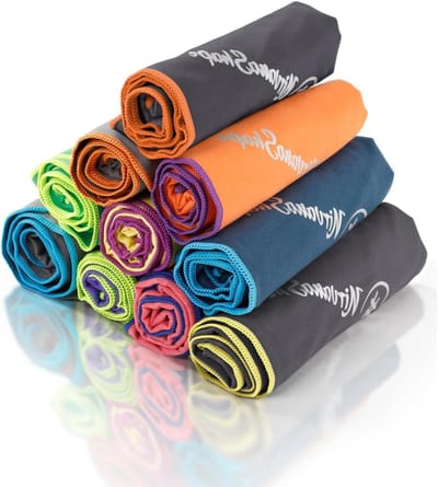 Microvezel Handdoek - Reishanddoek Strandlaken - Reizen en Sport - Sneldrogend Absorberend - 200 x 100 cm - Grijs Oranje