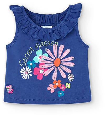 Boboli 248060 Mouwloos T-shirt Blauw 6 Months Meisjes