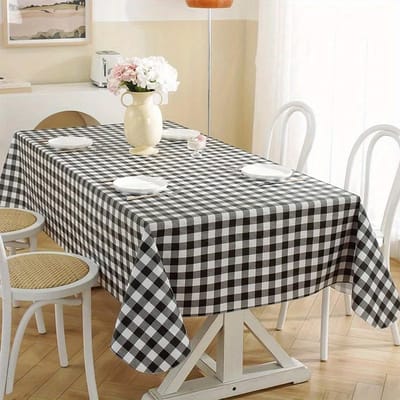 Meble od Nowa - Tafellaken - 140x140 cm - Zwart/Wit Ruit - Polyester