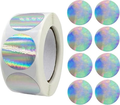 500 Stickers Op Rol - 2.5cm - Cirkel Holografisch - Beloningsstickers - Stickers Kinderen - Sluitsticker - Sluitzegel - 25mm - 500 Stuks