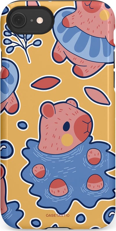 Casetastic Hoesje Geschikt voor Apple iPhone 7/8/SE - Stijlvolle Beschermende Duo-layer Case - Capibara plons