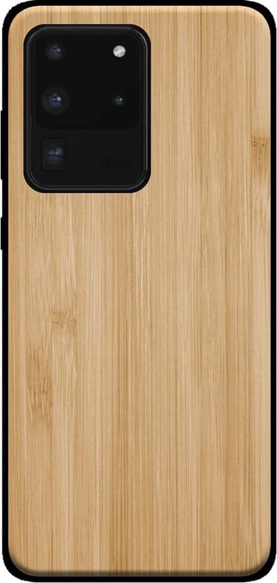 Smartphonica Telefoonhoesje voor Samsung Galaxy S20 Ultra met houten look - backcover bamboo kunsthout hoesje - Bruin geschikt voor Samsung Galaxy S20 Ultra