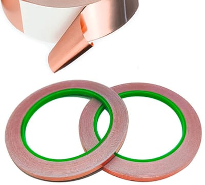 Dubbelzijdige koperen folie tape van 20 m x 5 mm voor EMI en HF afscherming, ideaal voor elektrische toepassingen en reparaties