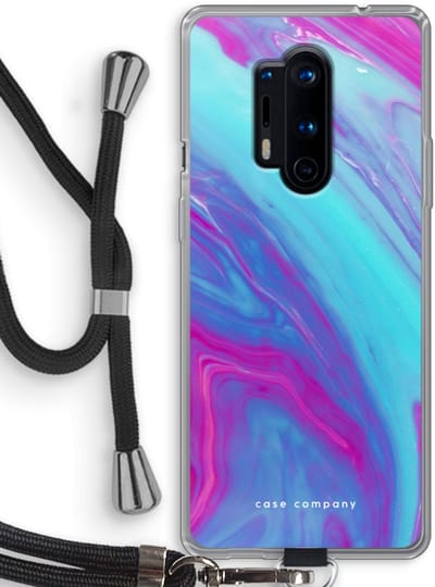 Case Company® - Hoesje met koord geschikt voor OnePlus 8 Pro hoesje met Koord - Zweverige regenboog - Telefoonhoesje met Zwart Koord - Bescherming aan alle Kanten en Over de Schermrand