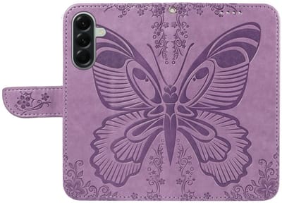 BoekCover Hoes Etui geschikt voor Samsung Galaxy A57 - Vlinders - Paars - V1*