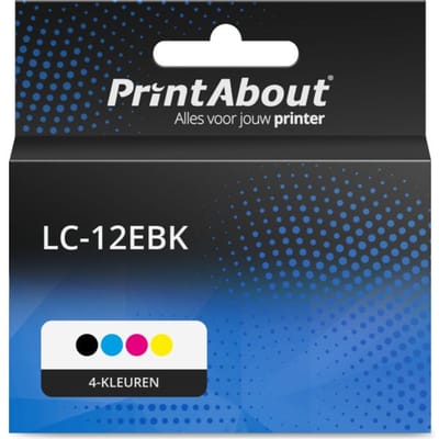 PrintAbout huismerk Inktcartridge LC-12EBK 4-kleuren Multipack Geschikt voor Brother