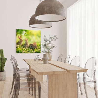 Artaza Canvas Schilderij Konijnen - 70x70 cm - Wanddecoratie Dieren - Muurdecoratie Lente - Schilderijen Op Canvas