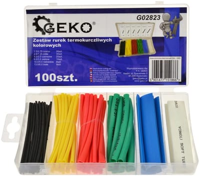 GEKO Assortiment krimpkousen - 100 stuks - Vlamvertragend - Diverse maten en kleuren - Inclusief opbergdoos