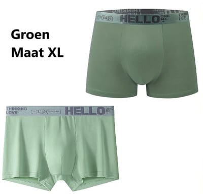 HELLO Elastische Heren Boxershort I Onderbroek Mannen I Heren Ondergoed I Ademend, Zacht & Comfortabel I Maat XL I Groen