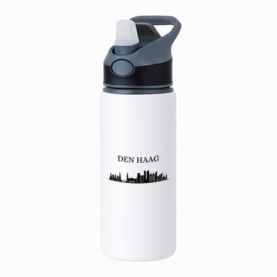 Hacebo® - Den Haag waterfles met rietje zwart - Rotterdam - Hagenezen, Hagenaren of toeristen - Stad - Den Haag - Zuid Holland - water fles - 650ML