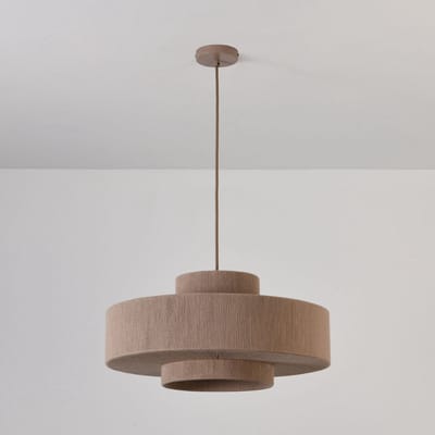 Lusenz - Katoenen hanglamp eettafel - Bruin - 3-laags - Gevlochten katoen - E27 Fitting - Dimbaar - Hoogte verstelbaar - Voor woonkamer, gang, slaapkamer, zolder en hal - Plafondlamp - Klassiek, Moderne lamp - Japandi