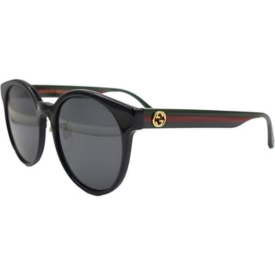 Lunettes de soleil rondes série Classic Web Gucci Lunettes de soleil femme Noir GG0416SK-002 Dust Bag+Eyeglass Case (Random Color)