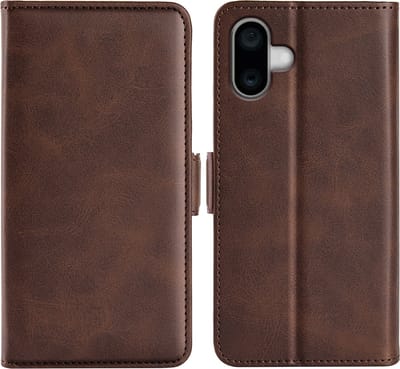 MobyDefend Hoesje - Geschikt voor iPhone 16 - Luxe Wallet Book Case (Sluiting Zijkant) - Bruin
