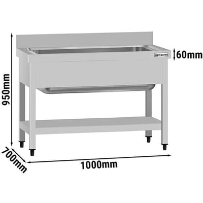 GGM Gastro Topfspültisch ECO - 1000x700mm - mit Grundboden & 1 Becken
