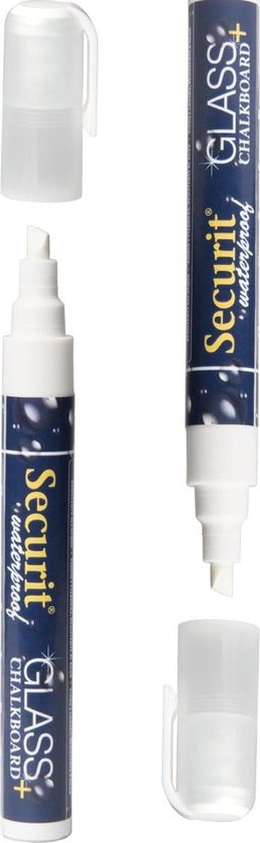 Securit Krijtstift - 2x stuks - wit - platte punt - 2-6 mm - krijt - voor glas en krijtbord - chalkmarker - krijtmarker