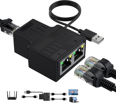 Netwerk Splitter - LAN Connector - Netwerk Uitbreiden - 1 In 2 Out - 100 Mbps - Zwart