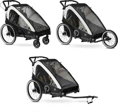 Deryan Fietskar V2 - Kinderfietskar 2 Persoons - Wandelwagen - Cream