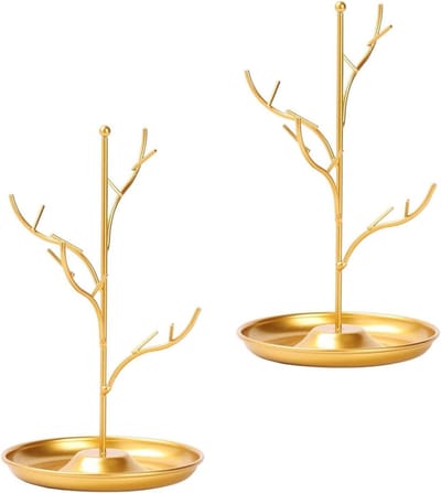 Sieraden Display Stand - Opberger Boom - Sieraden Organiseren - Met Lade - 14x14x24cm - Goud