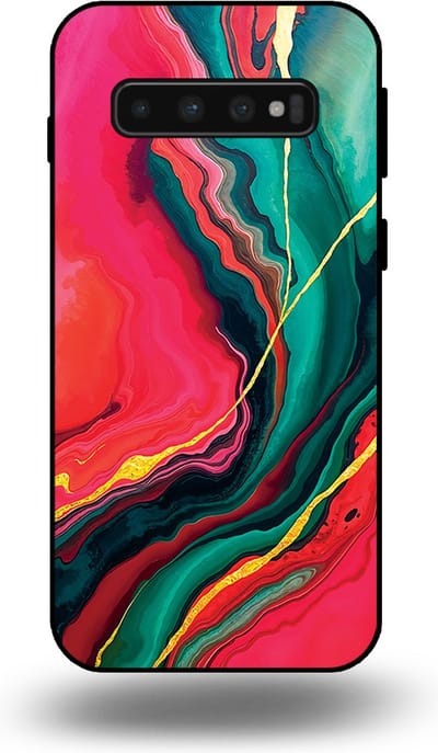 Smartphonica Telefoonhoesje Geschikt voor Samsung Galaxy S10 met Rood Groen Marmer Opdruk - TPU Backcover Case Red Green Marble Design geschikt voor Samsung Galaxy S10