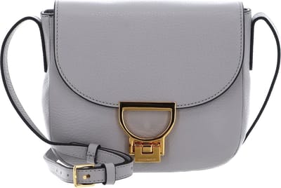 COCCINELLE Leren schoudertas Arlettis Crossbody Grained Leather Light Grey Lichtgrijs