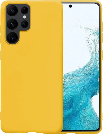 Hoesje - Geschikt voor Samsung Galaxy S22 Ultra - Sterk & Shockproof - Siliconen Case - Hoes Cover - Telefoonhoes - Geel
