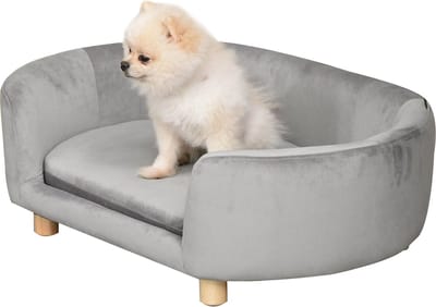 PawHut hondenbank - hondensofa - hollands fluweel - 86x55x33cm - groen