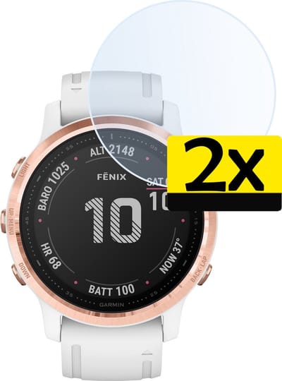 Screenprotector - 2 Stuks - Geschikt voor Garmin Fenix 6s Pro - Sterk & Shockproof - Tempered Glass - Beschermglas Screen Cover - Gehard Glas - Bescherm Protector voor Smartwatch