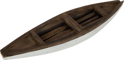 J-Line decoratie Boot + Roeispaan Vacay - hout - donkerbruin/wit