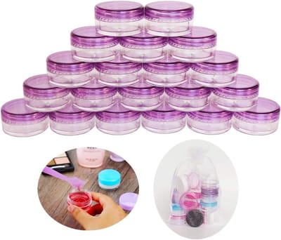 Set van 20 BPA-vrije kleine potjes van 5g voor cosmetica, make-up, nagels en sieraden, met paarse schroefdop