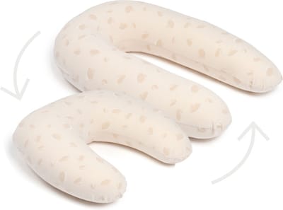 Doomoo Twisty - 2 in 1 Zwangerschapskussen - Voedingskussen - met superfijne en extra stille microkorrels - Bio katoen - Petals Latte