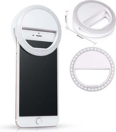 Jumalu Selfie Ring Light LED – Wit | 3 Standen – Clip-On – Oplaadbaar – Universele Selfie Ringlamp