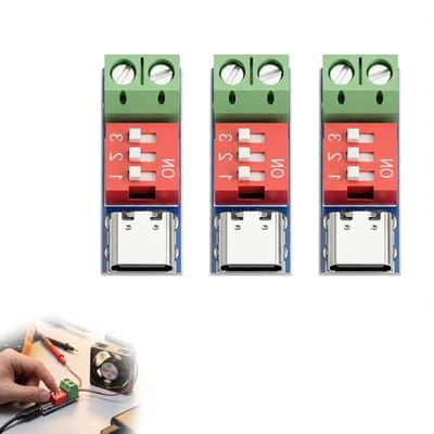 3-delige USB-C PD Trigger Board Module met DIP Switch voor Snelladen 5V/9V/12V/15V/20V, Compatibel met PD3.0/2.0 en QC, Ideaal voor Power Delivery en Boost Module