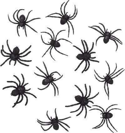 Boland Horror decoratie spinnen - 12x stuks - 8 cm - Halloween dieren - kunststof - zwart