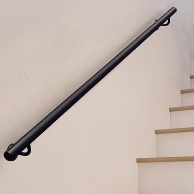 Moderne trapleuning - Wandbeugel metalen - Veilig traplopen - Industrieel sterk ontwerp - Tot 300 cm - Zwart