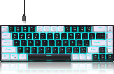 HXSJ V800 - Bedrade Gaming Toetsenbord - Mechanisch - QWERTY Toetsenborden - 68 Keys - Blue Switch - Zwart wit