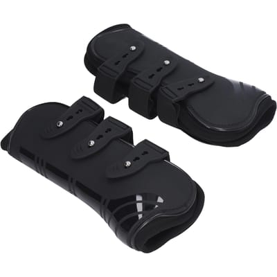 2pcs Bottes de Jambe de Cheval PU Néoprène Protectrices Réglables Bottes Sûres pour Tendon Noir Jambes Avant XL XL black