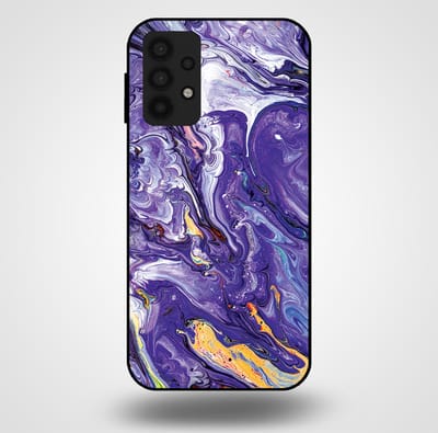 Smartphonica Telefoonhoesje voor Samsung Galaxy A32 5G met marmer opdruk - TPU backcover case marble design - Goud Paars geschikt voor Samsung Galaxy A32 5G