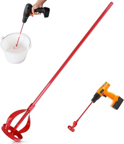 Stalen Verfmixer - Boorhulpstuk - Materiaal Mengen - Spiraalvormig Ontwerp - 40x8 cm - Rood