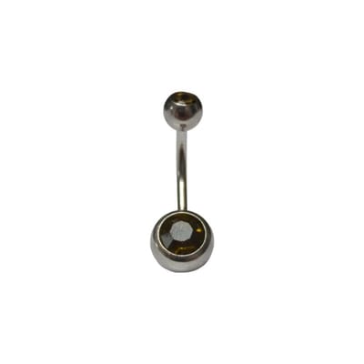 Aramat Jewels | Navelpiercings | Sprankelende Zirkonia Navelpiercing - Chirurgisch Staal | Olijf Groen | |10mm | Staal | Volwassenen | Verkleurd niet