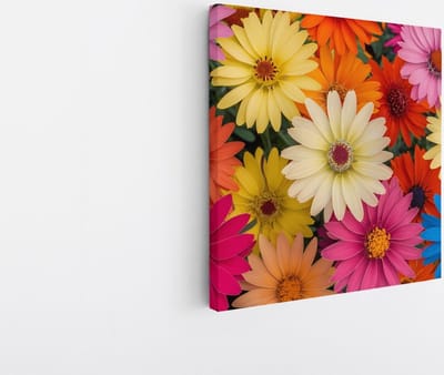 Saammp Canvas Schilderij - Kleurrijke Bloemen Close-Up - Natuur - Abstract - 20x20 - Foto op canvas - Wanddecoratie - Muurdecoratie Woonkamer - Kantoor Decoratie