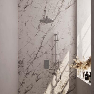 Brauer Chrome Edition Thermostatische Regendoucheset Inbouw - Hoofddouche 30 cm - Rechte Wandarm - 3 Weg - Handdouche Staaf - Doucheslang - Geintegreerde Glijstang - Chroom